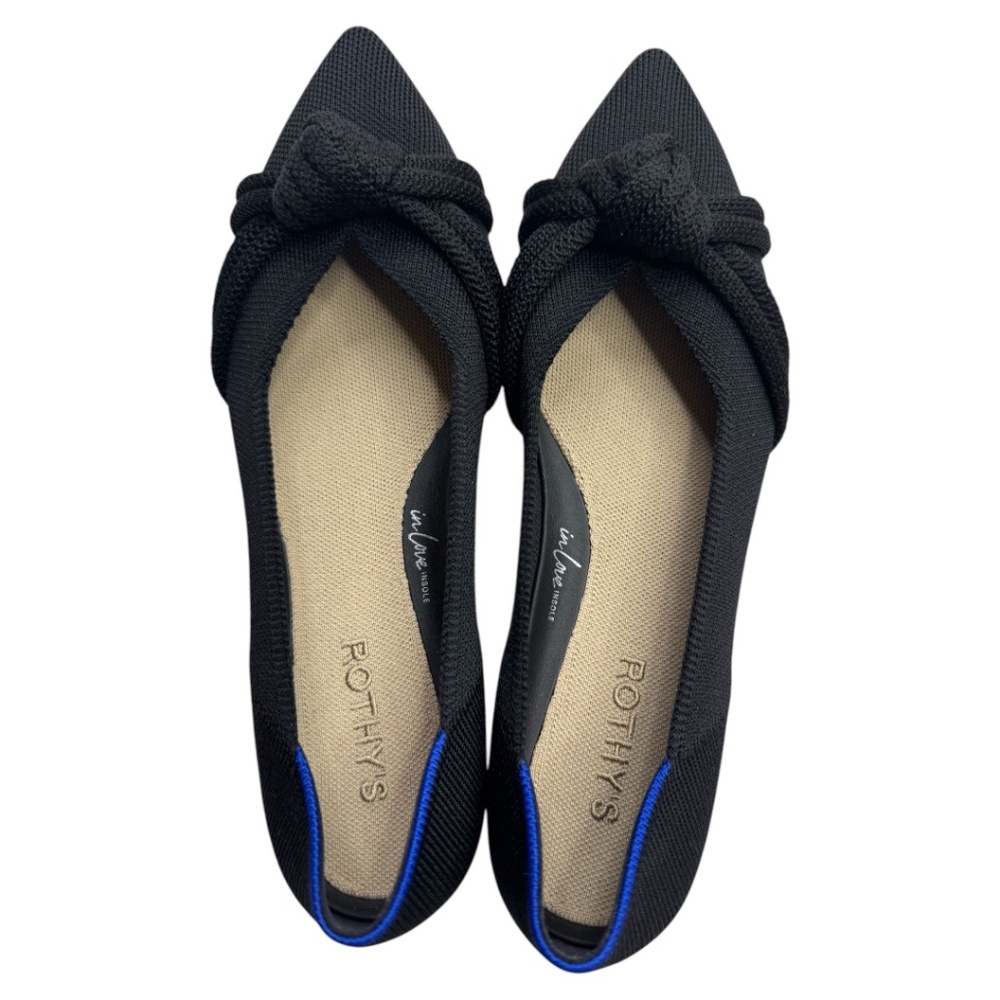 Rothy's Black Flats with Blue Accents